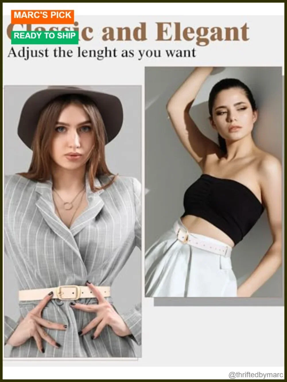 5 Pack Women PU Leather Belts with Pin Buckle for Jeans Pants Dresses